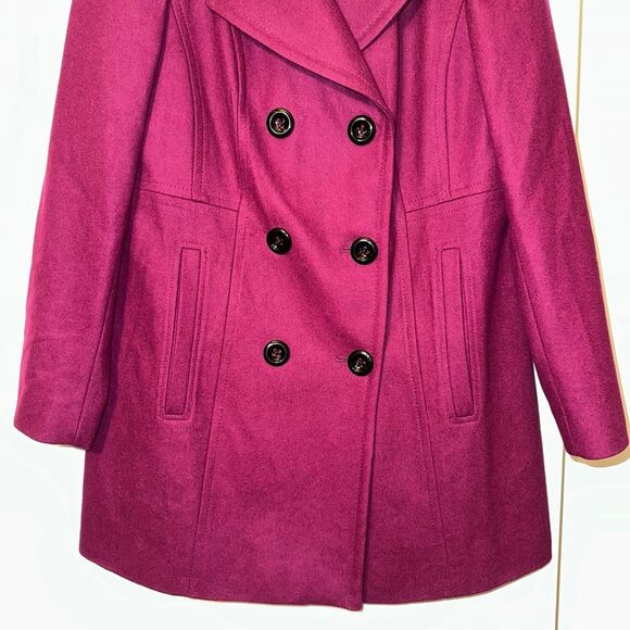 Anne Klein Medium Double Breasted Women’s Wool Blend Peacoat Magenta Pink EUC - Picture 2 of 9